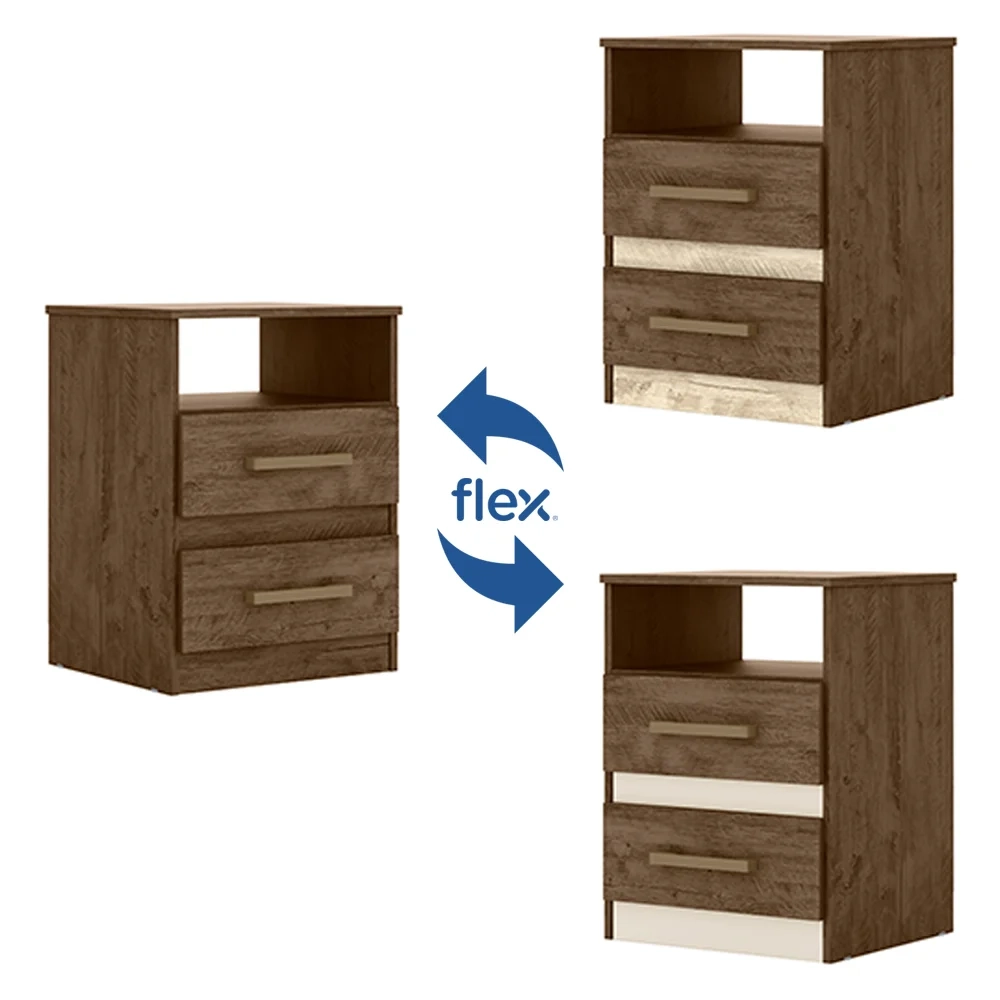 Mesa de Cabeceira Ares Flex Z17 Castanho/Avelã/Off White - Mpozenato