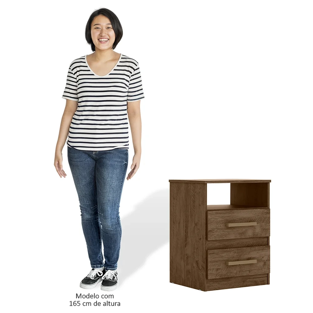 Mesa de Cabeceira Ares Flex Z17 Castanho/Avelã/Off White - Mpozenato