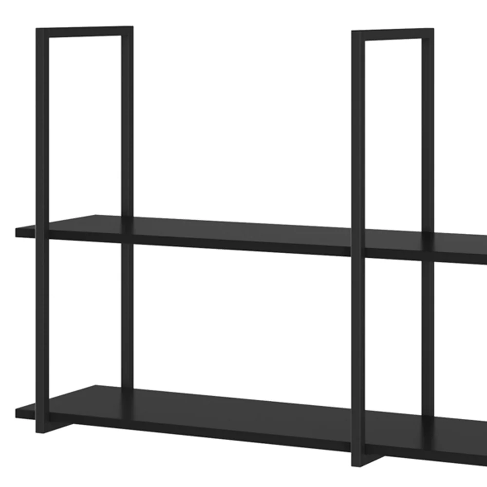 Kit 2 Prateleiras Decorativas Multiuso Grande Estilo Industrial Loft D09 Preto - Mpozenato