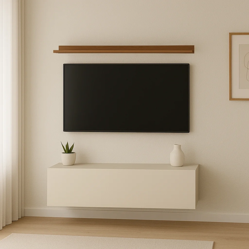 Bancada Suspensa e Prateleira 99cm Slat M20 Cinamomo/Off - Mpozenato