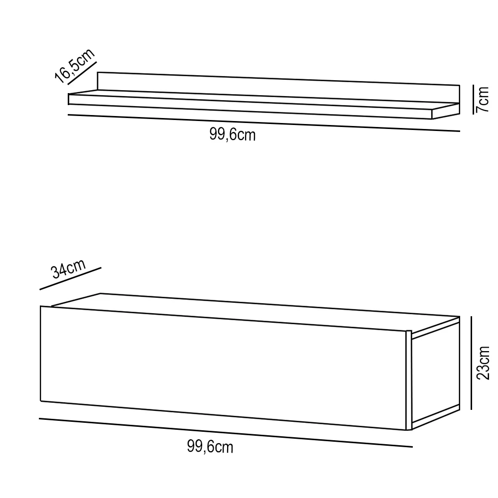 Bancada Suspensa e Prateleira 99cm Slat M20 Cinamomo/Off - Mpozenato