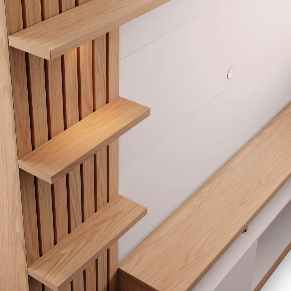 Estante Home Theater para TV até 65 Pol. Maceió Freijó/Off White - Colibri