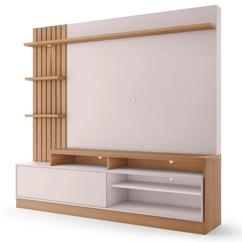 Estante Home Theater para TV até 65 Pol. Maceió Freijó/Off White - Colibri