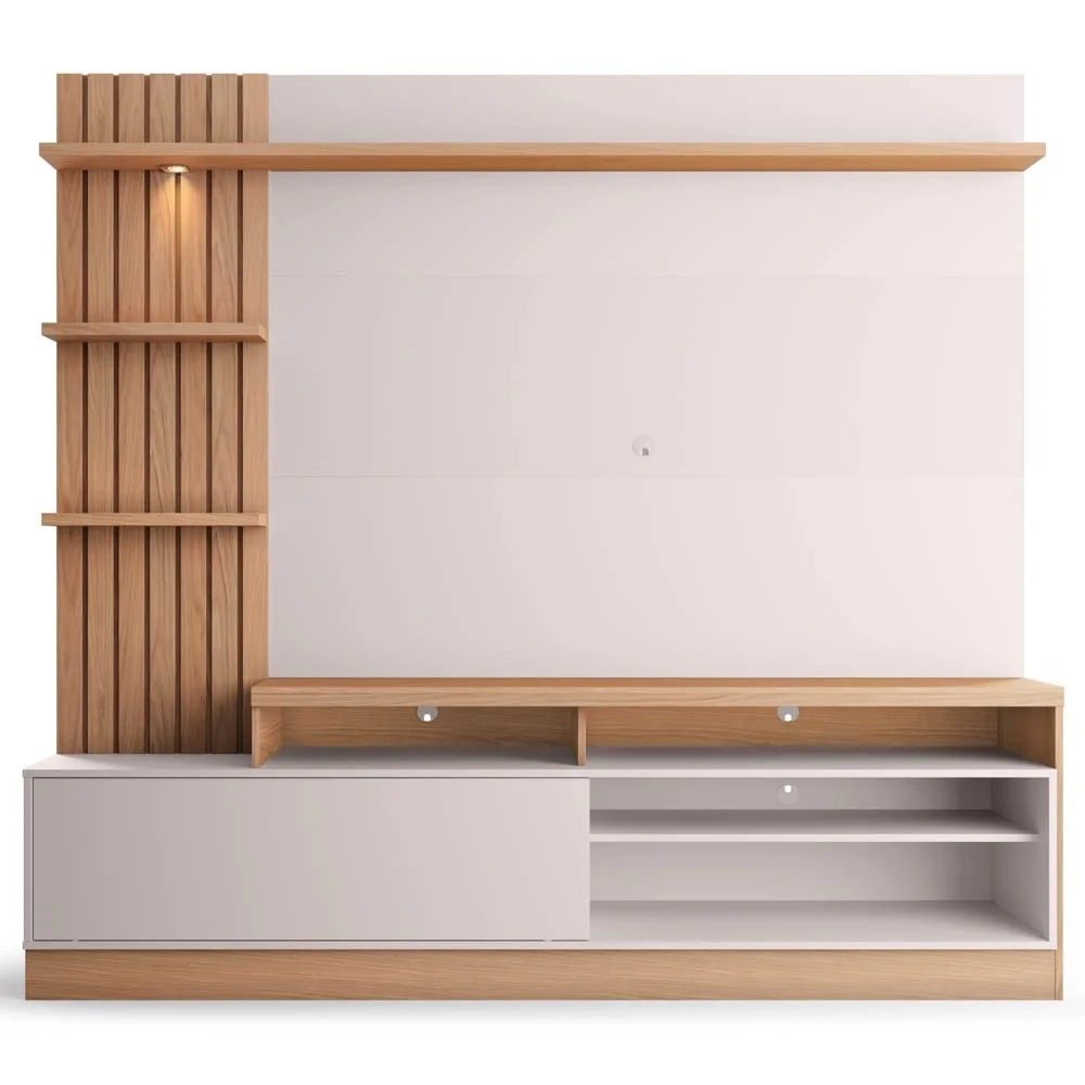 Estante Home Theater para TV até 65 Pol. Maceió Freijó/Off White - Colibri