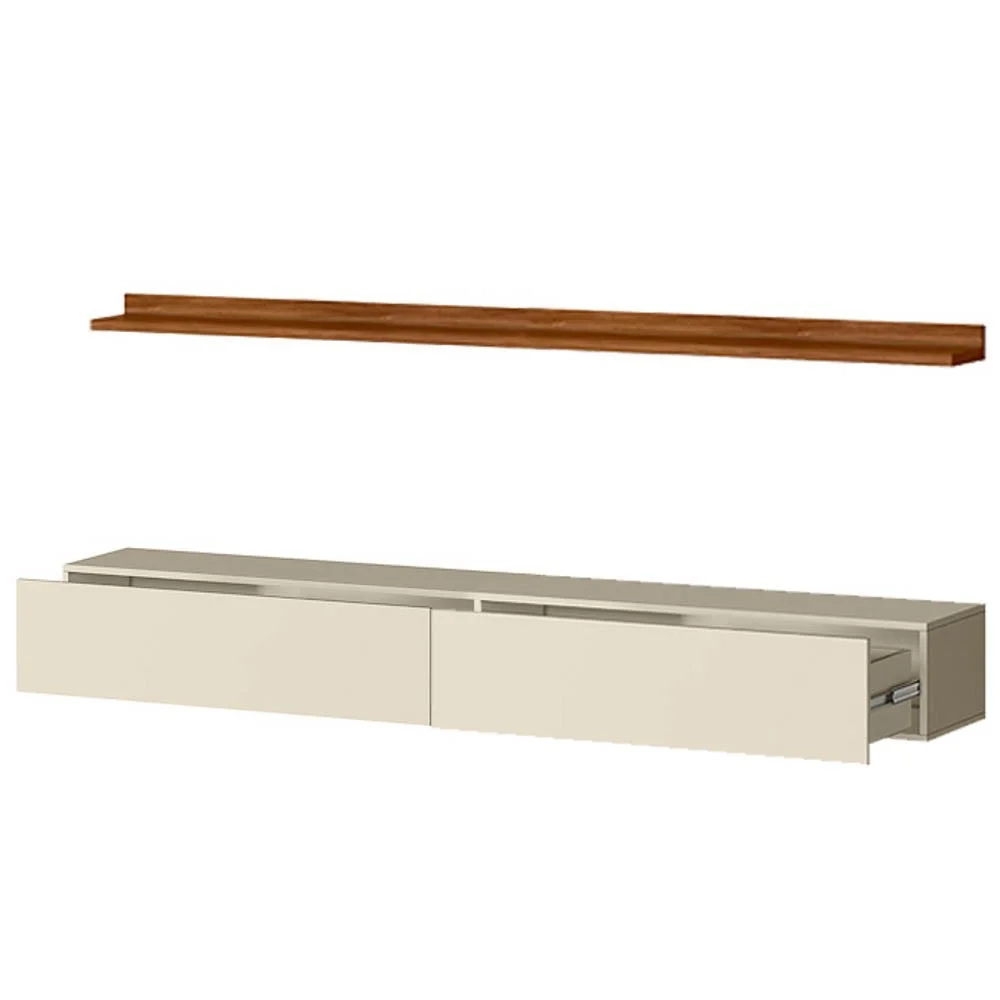 Bancada Suspensa e Prateleira 197cm Slat Z49 Cinamomo/Off - Mpozenato