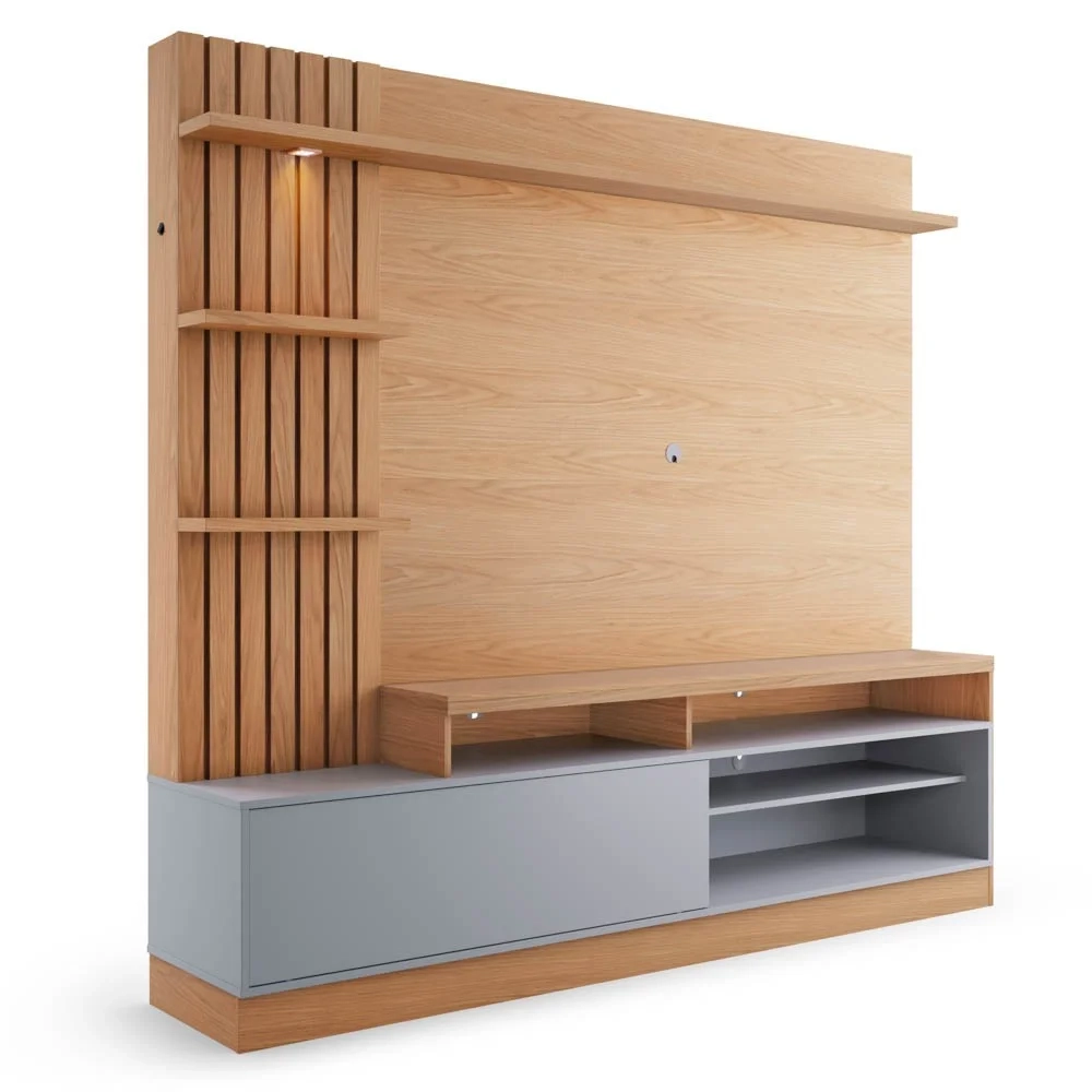 Estante Home Theater para TV até 65 Pol. Maceió Freijó/Cinza Fosco - Colibri