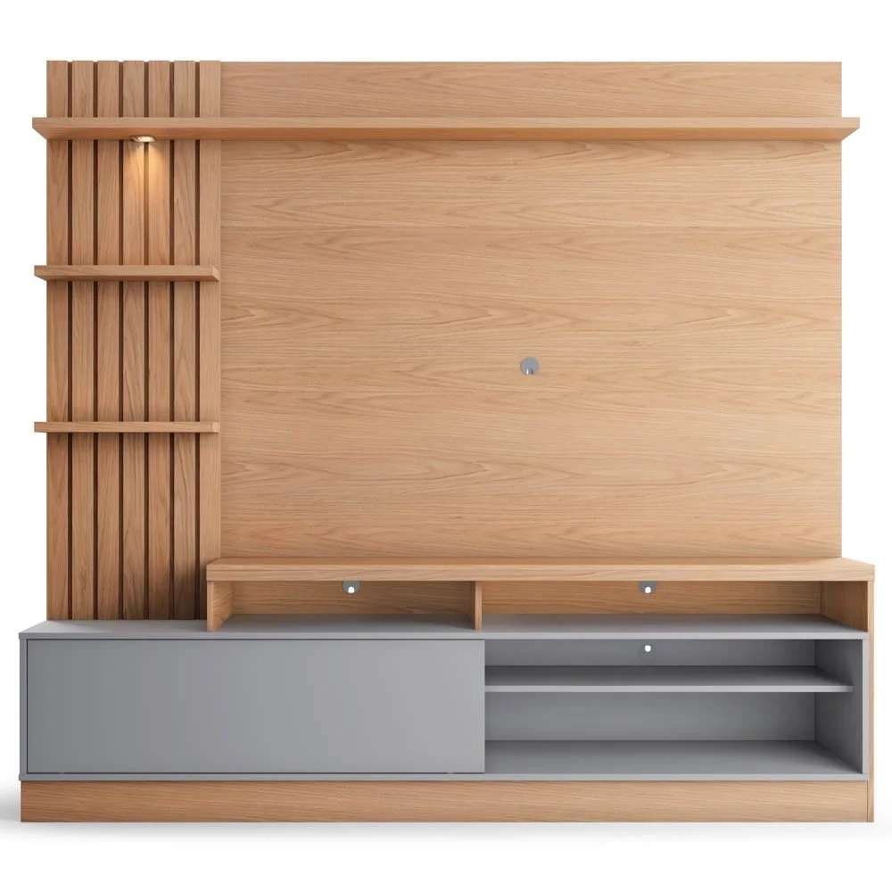 Estante Home Theater para TV até 65 Pol. Maceió Freijó/Cinza Fosco - Colibri