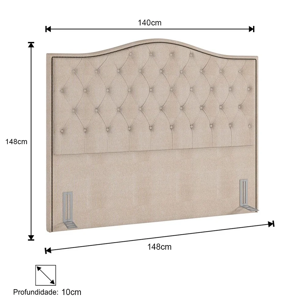 Cabeceira Cama Box Casal 140cm Siena Z37 Linho Bege Cru - Mpozenato