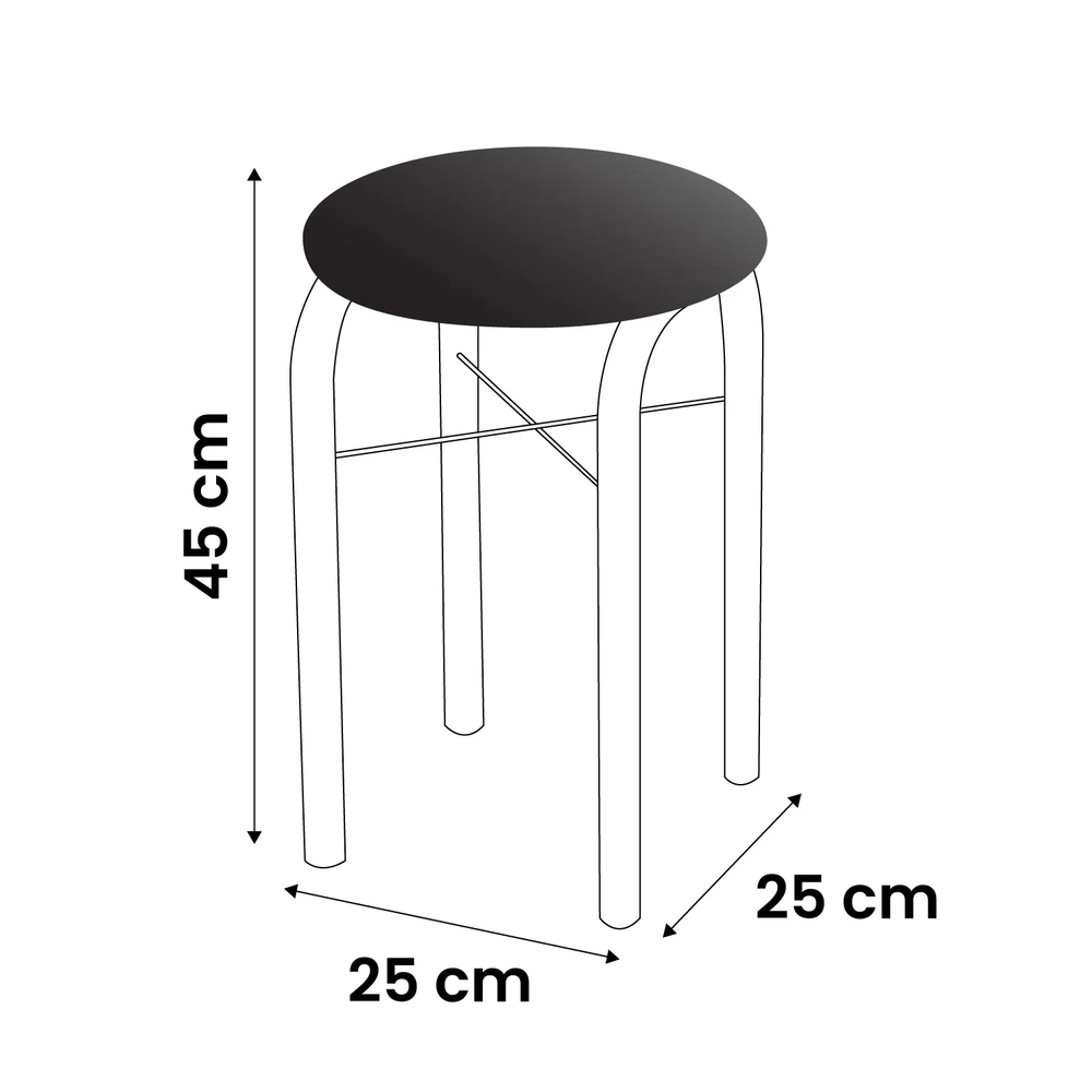 Kit 4 Banquetas Baixas para Cozinha em Aço Manu Sintético I01 Preto/Branco - Mpozenato