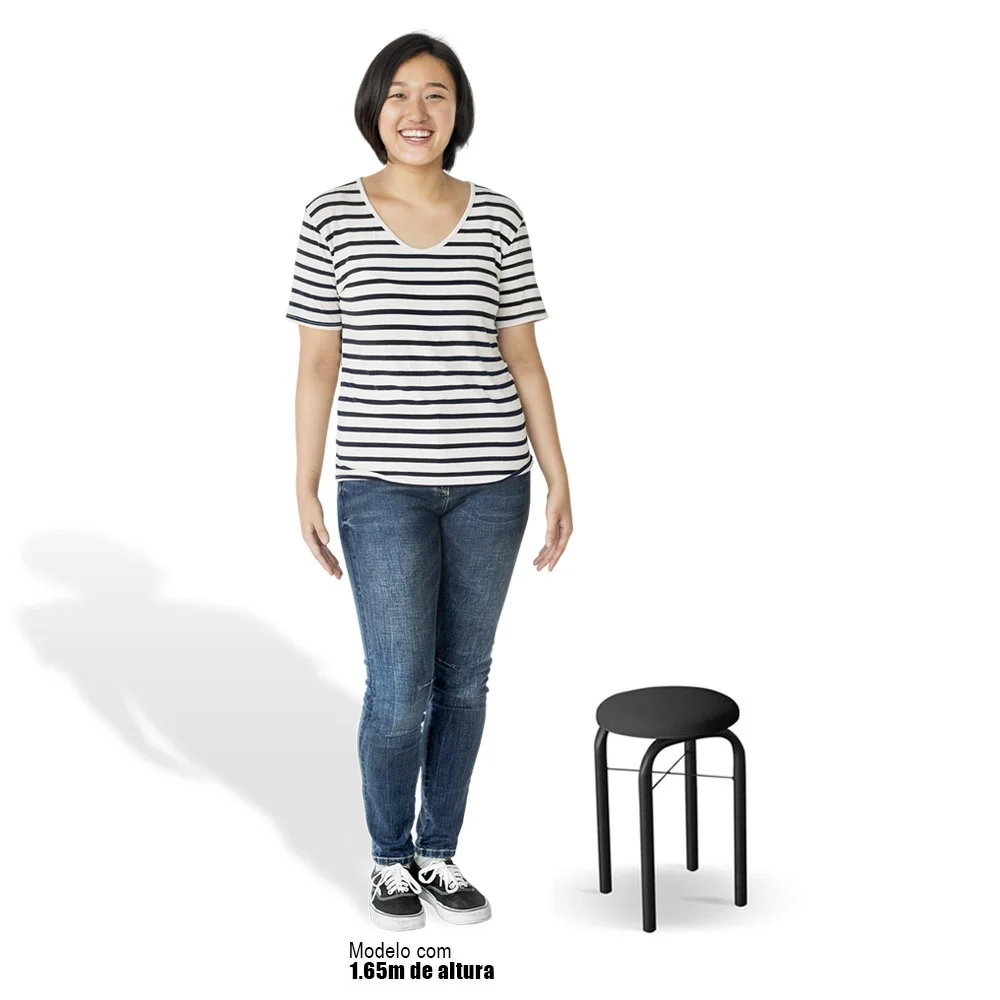 Kit 2 Banquetas Baixas para Cozinha em Aço Manu Sintético I01 Preto - Mpozenato