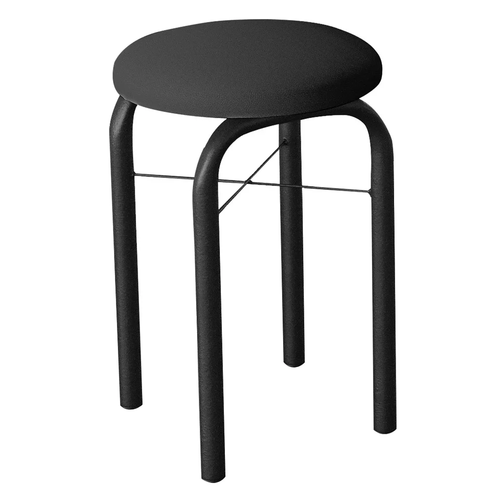 Kit 6 Banquetas Baixas para Cozinha em Aço Manu Sintético I01 Preto - Mpozenato