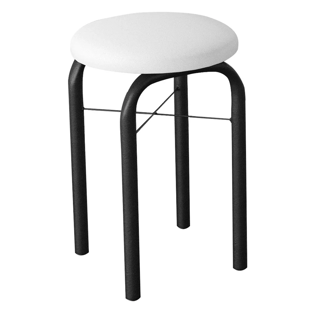 Kit 8 Banquetas Baixas para Cozinha em Aço Manu Sintético I01 Preto/Branco - Mpozenato