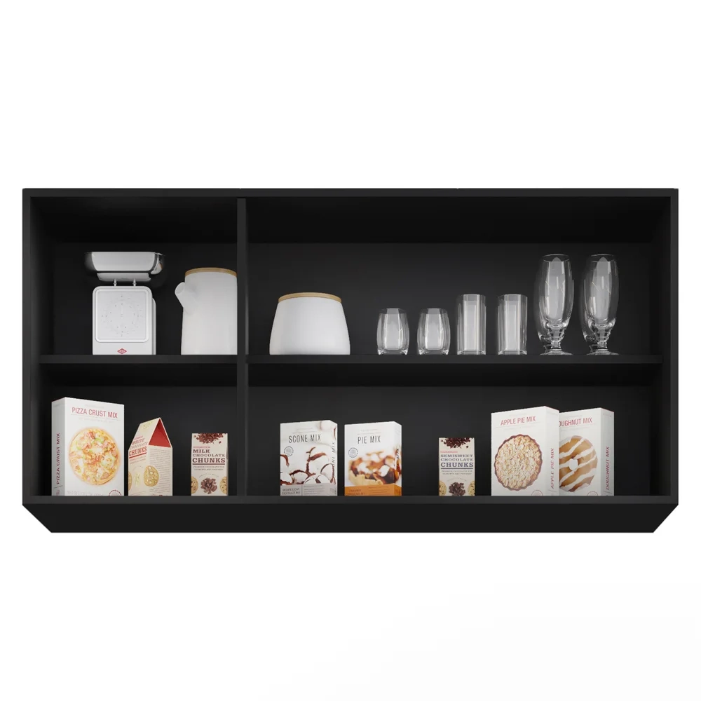 Armário Aéreo Virgínia e Balcão com Tampo 120cm Arizona Preto - Lumil