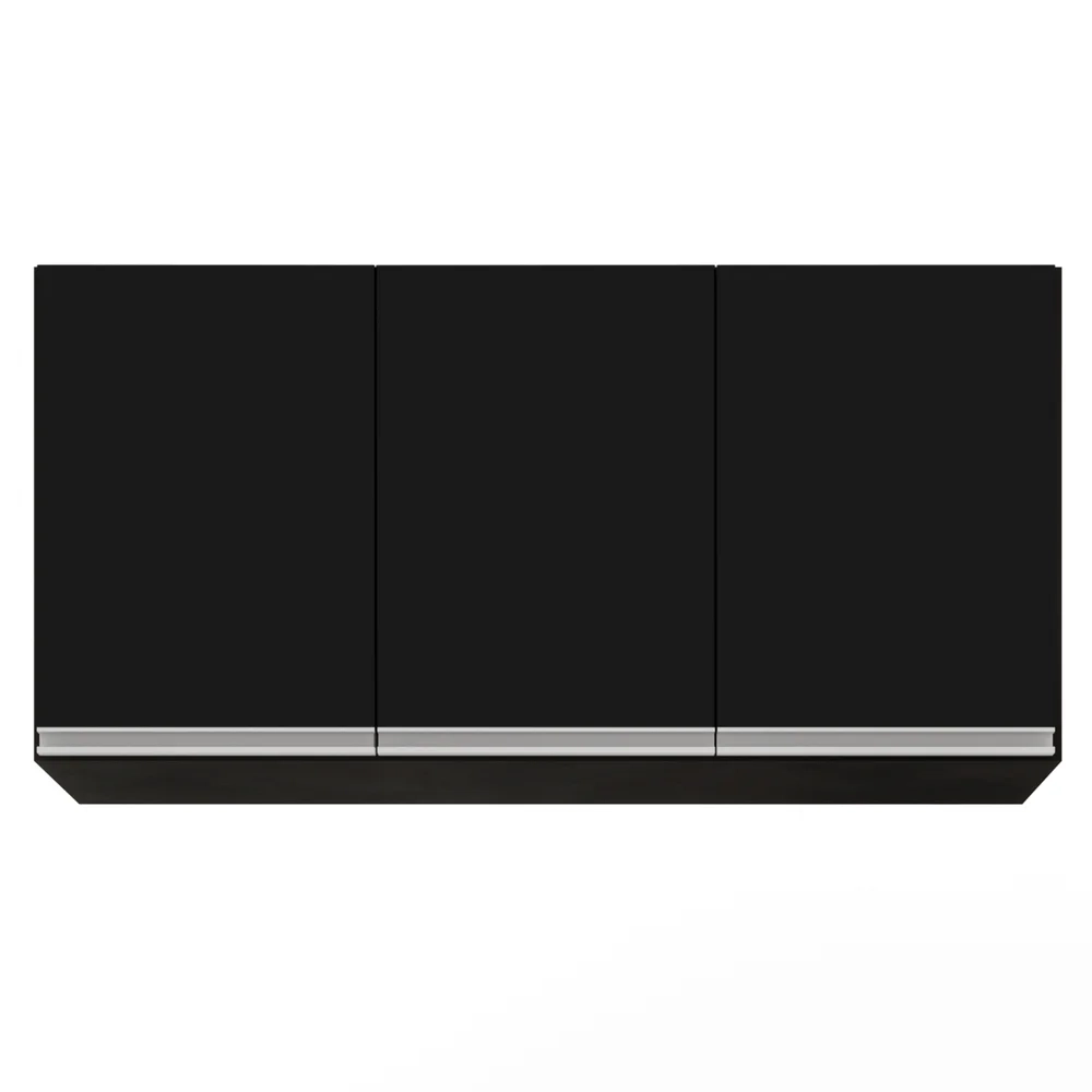 Armário Aéreo Virgínia e Balcão com Tampo 120cm Arizona Preto - Lumil