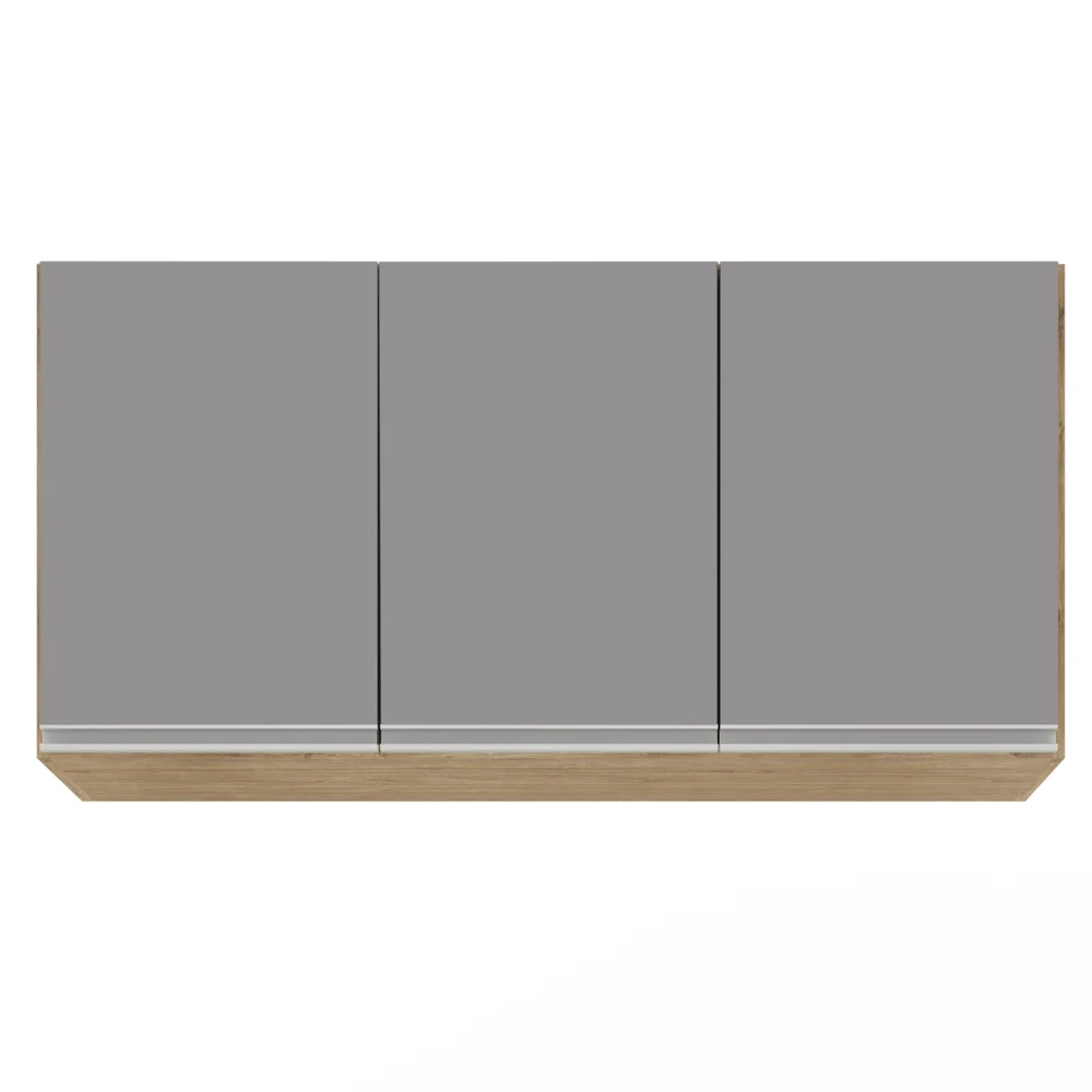 Armário Aéreo Virgínia e Balcão com Tampo 120cm Arizona Castanho/Cinza - Lumil