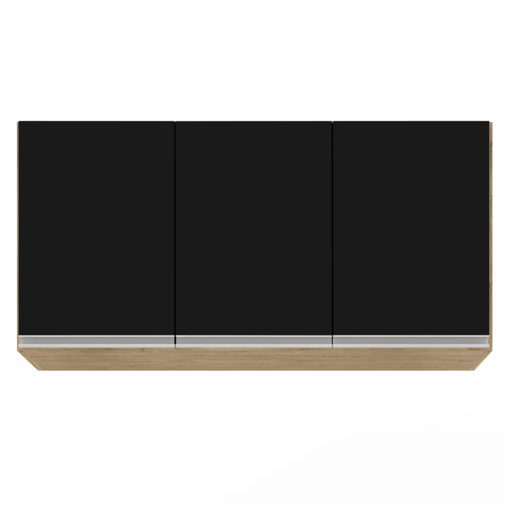 Armário Aéreo Virgínia e Balcão com Tampo 120cm Arizona Castanho/Preto - Lumil