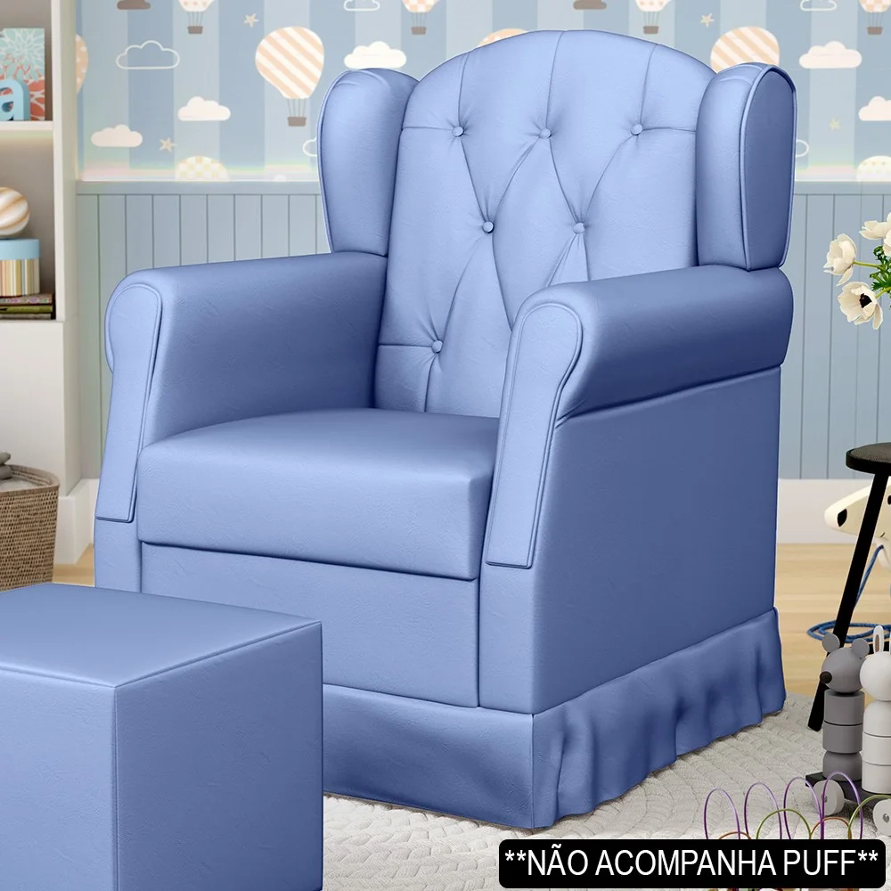 Poltrona de Amamentação Balanço Lucy Z39 Sintético Azul - Mpozenato