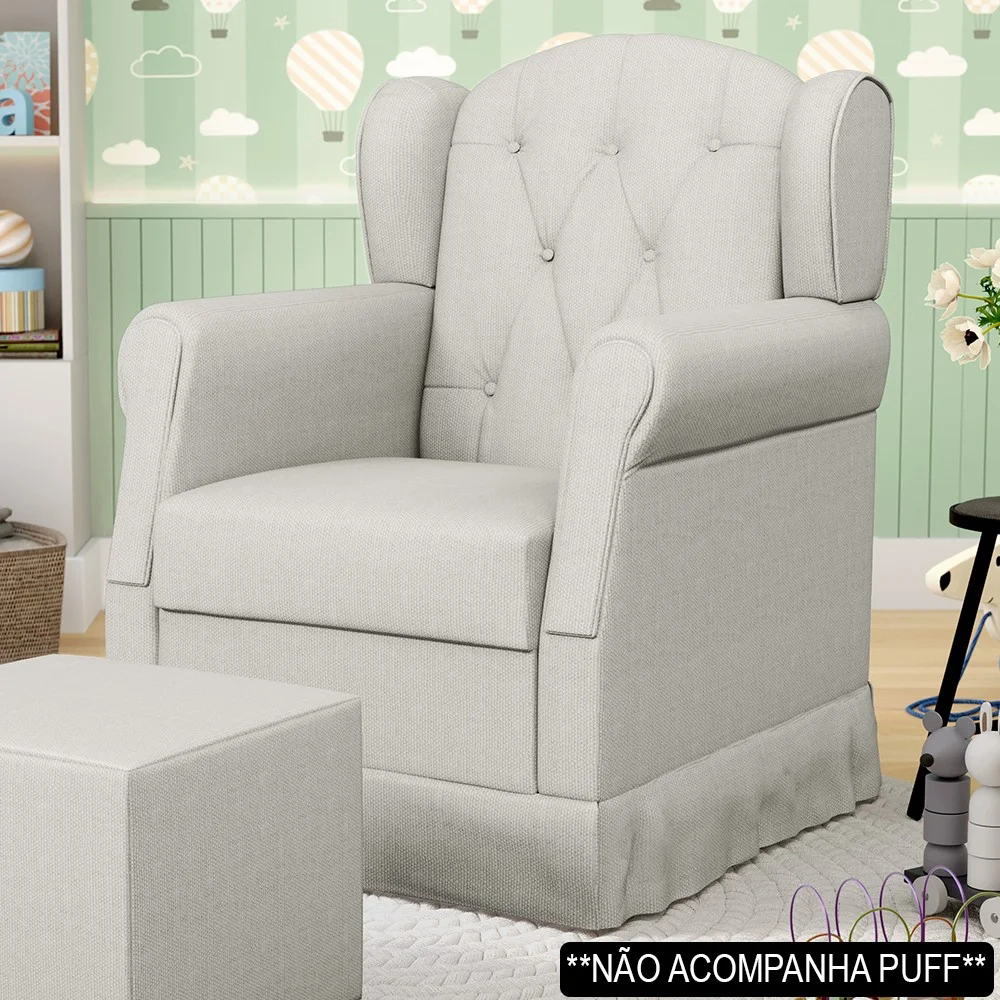 Poltrona de Amamentação Balanço Lucy Z39 Linho Off White - Mpozenato