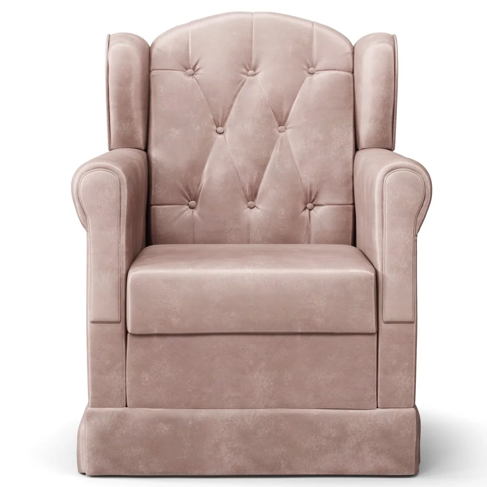 Poltrona de Amamentação Balanço Lucy Z39 Veludo Rosê - Mpozenato