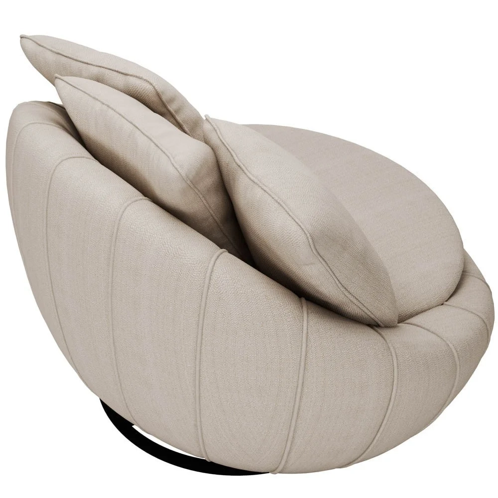 Poltrona Giratória Decorativa Redonda com Almofadas Saphire Z32 Linho Cru - Mpozenato