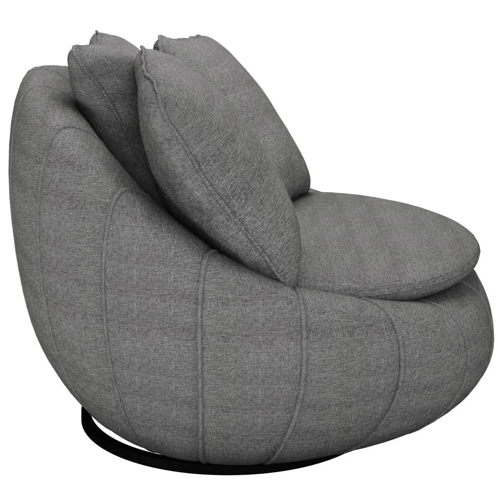 Poltrona Giratória Decorativa Redonda com Almofadas Saphire Z32 Linho Cinza - Mpozenato