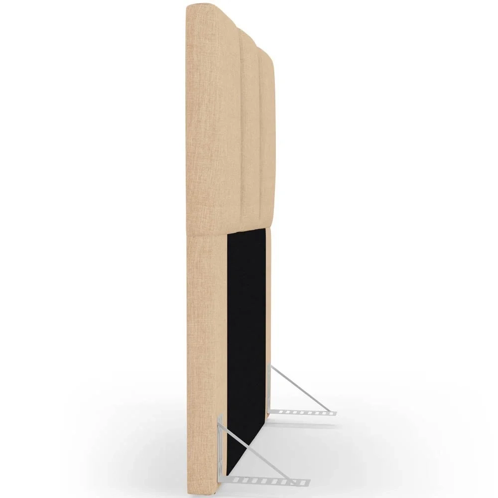 Cabeceira Cama Box Solteiro 90cm Pérola W01 Linho Bege Escuro - Mpozenato