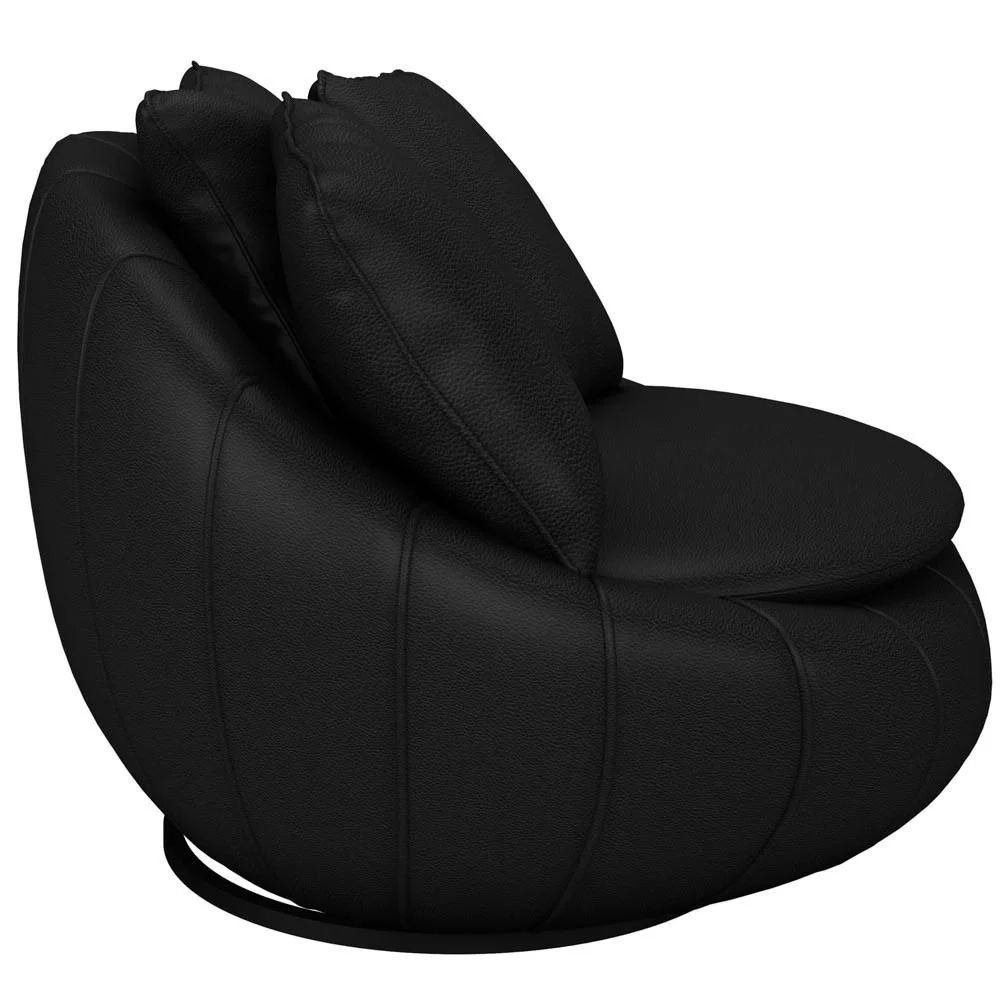 Poltrona Giratória Decorativa Redonda com Almofadas Saphire Z32 PU Preto - Mpozenato