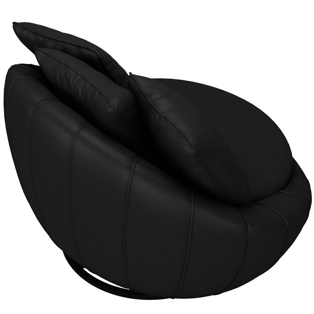 Poltrona Giratória Decorativa Redonda com Almofadas Saphire Z32 PU Preto - Mpozenato