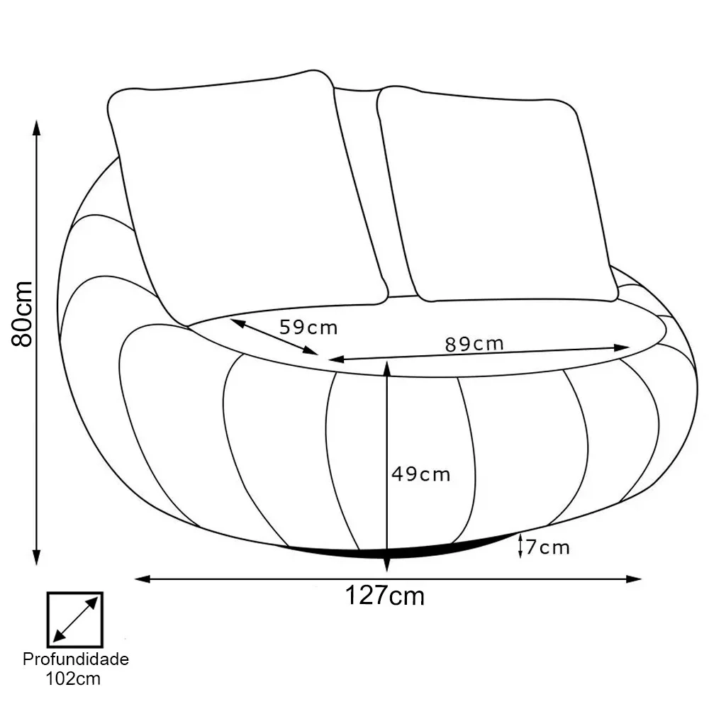 Poltrona Giratória Decorativa Redonda com Almofadas Saphire Z32 PU Preto - Mpozenato