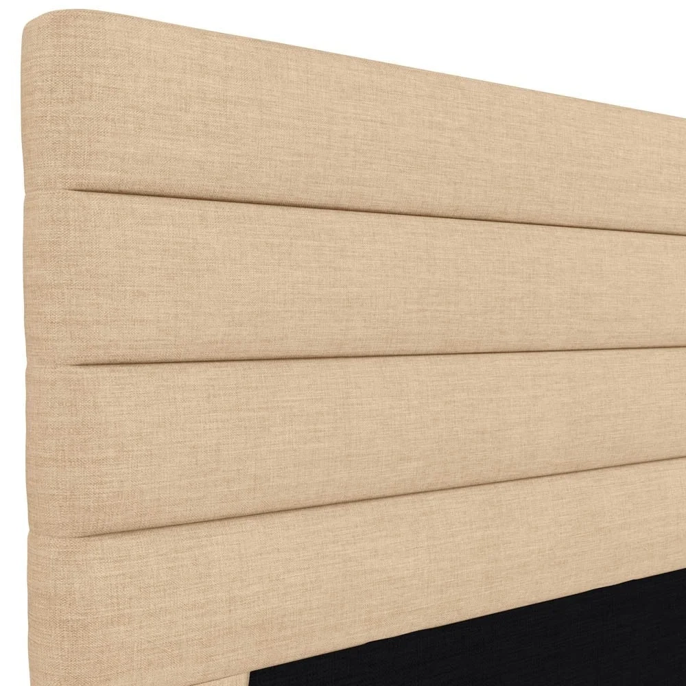 Cabeceira Cama Box Solteiro 90cm Rubi W01 Linho Bege Escuro - Mpozenato
