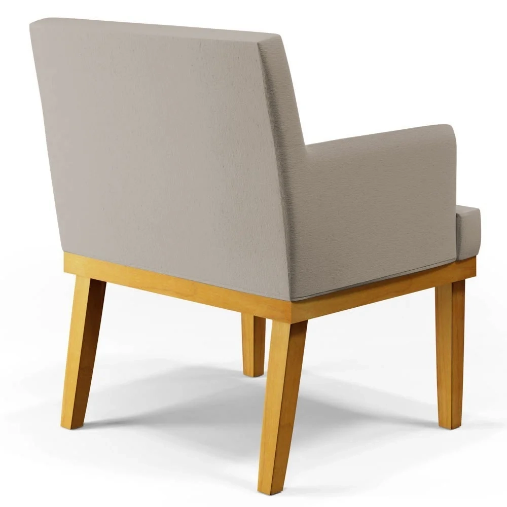 Poltrona Decorativa Sala de Estar e Recepção Vitória W01 Linho Bege - Mpozenato