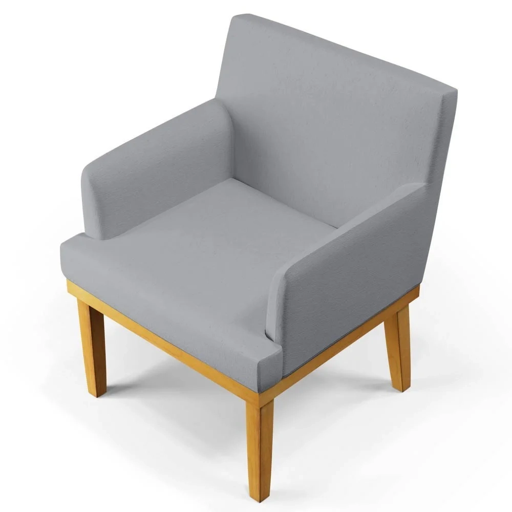 Poltrona Decorativa Sala de Estar e Recepção Vitória W01 Linho Cinza - Mpozenato