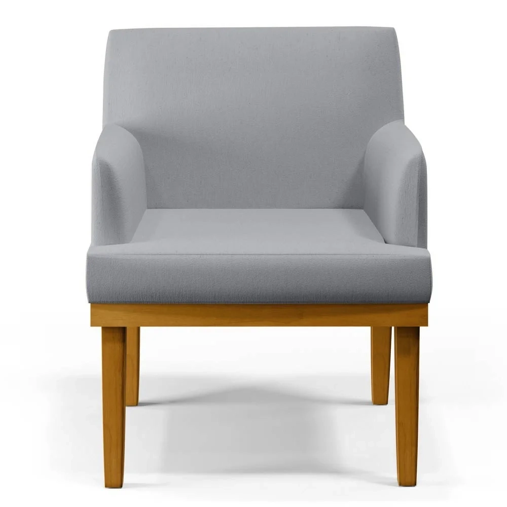 Poltrona Decorativa Sala de Estar e Recepção Vitória W01 Linho Cinza - Mpozenato