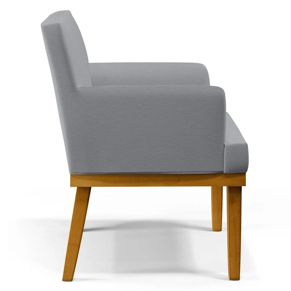 Poltrona Decorativa Sala de Estar e Recepção Vitória W01 Linho Cinza - Mpozenato