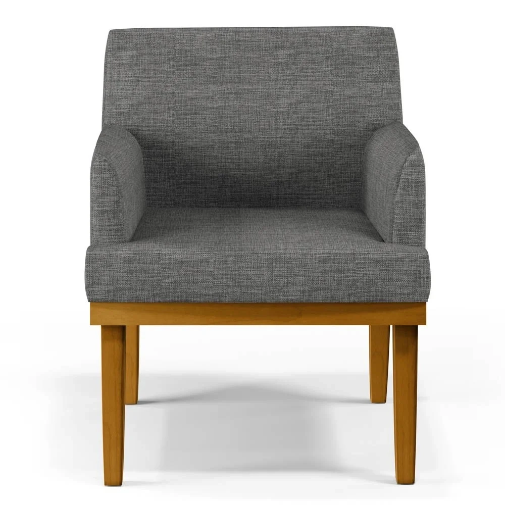 Poltrona Decorativa Sala de Estar e Recepção Vitória W01 Linho Cinza Escuro - Mpozenato