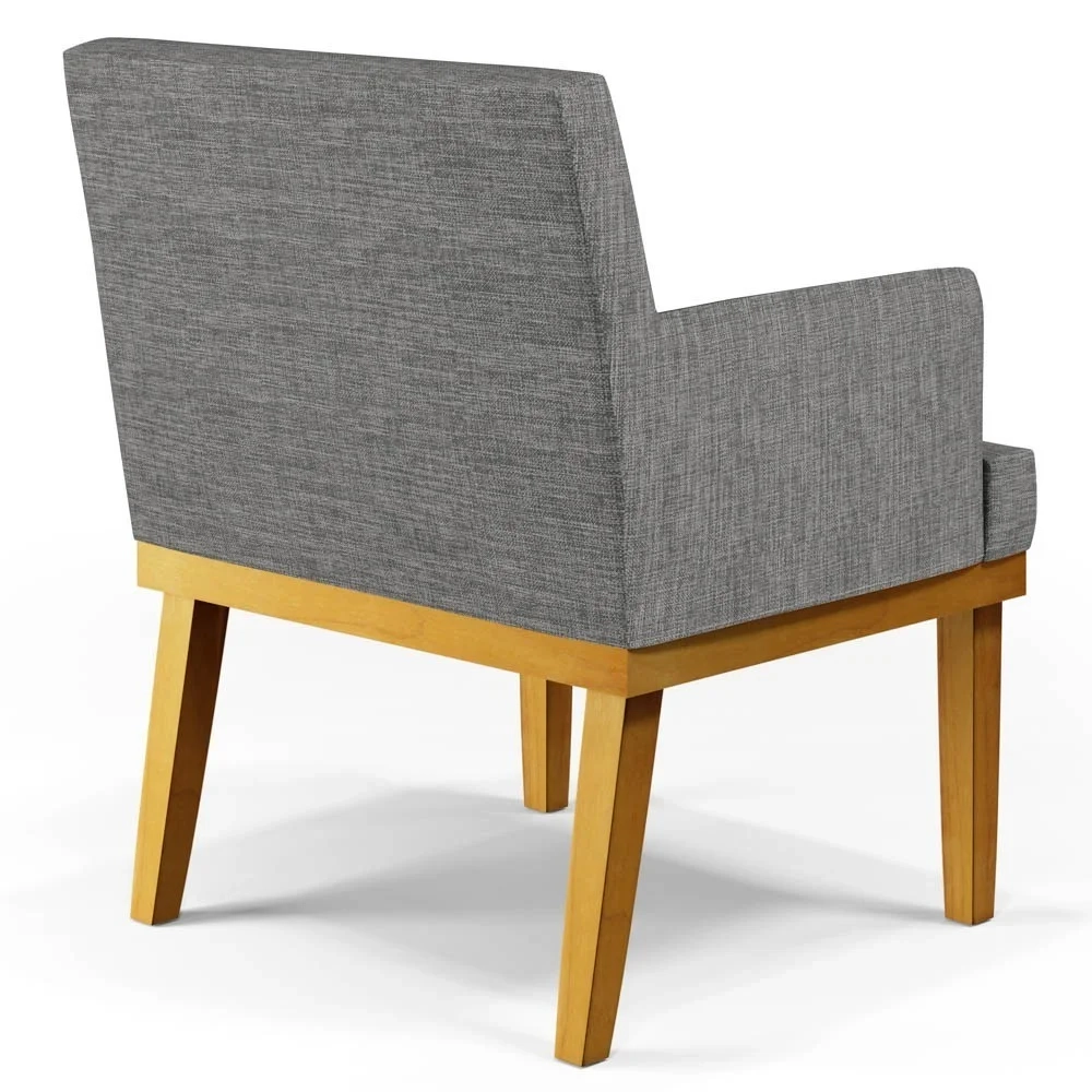 Poltrona Decorativa Sala de Estar e Recepção Vitória W01 Linho Cinza Escuro - Mpozenato