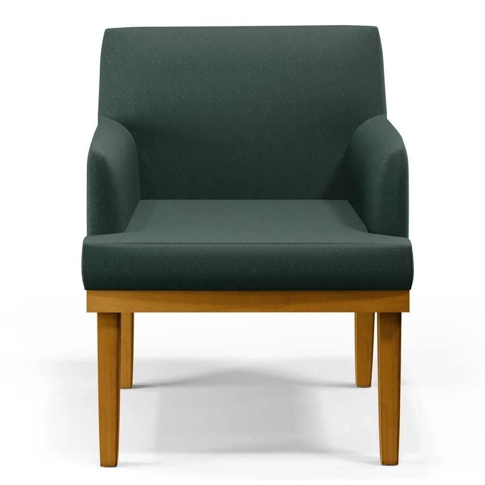 Poltrona Decorativa Sala de Estar e Recepção Vitória W01 Linho Verde - Mpozenato