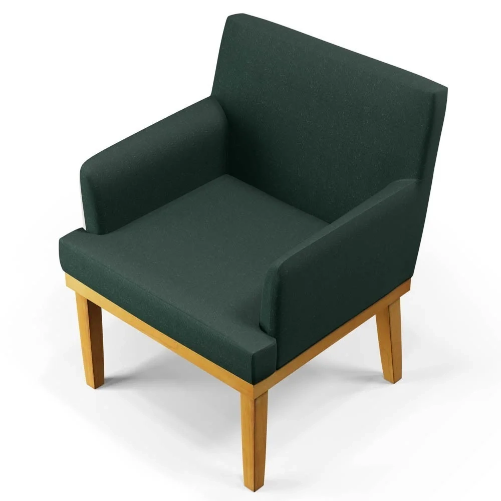 Poltrona Decorativa Sala de Estar e Recepção Vitória W01 Linho Verde - Mpozenato