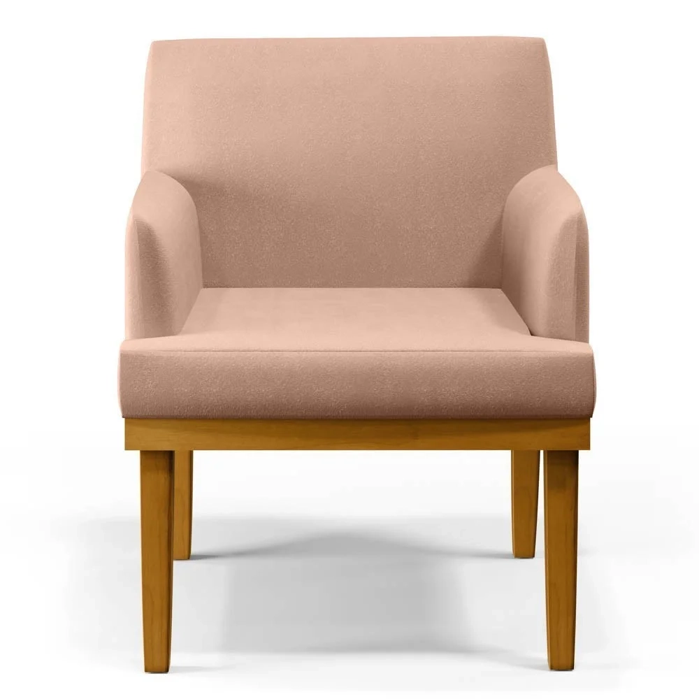 Poltrona Decorativa Sala de Estar e Recepção Vitória W01 Linho Rosê - Mpozenato