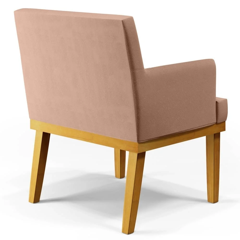 Poltrona Decorativa Sala de Estar e Recepção Vitória W01 Linho Rosê - Mpozenato