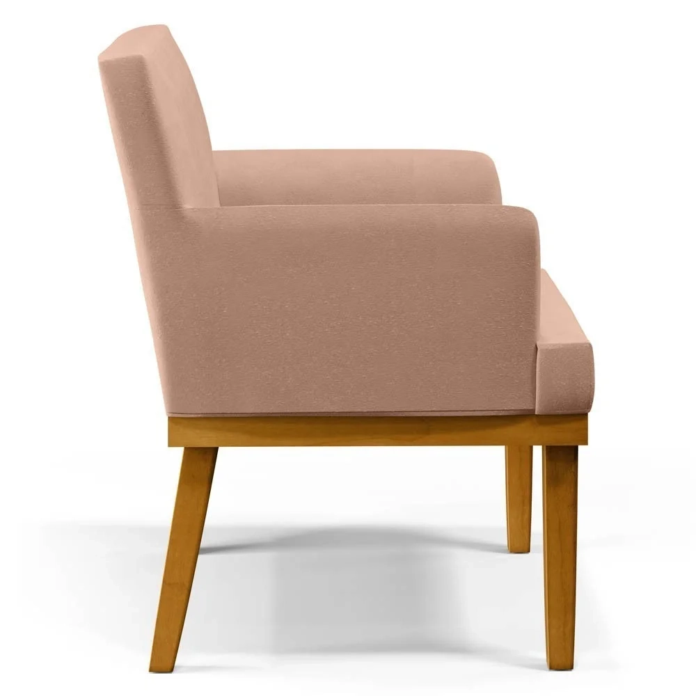 Poltrona Decorativa Sala de Estar e Recepção Vitória W01 Linho Rosê - Mpozenato