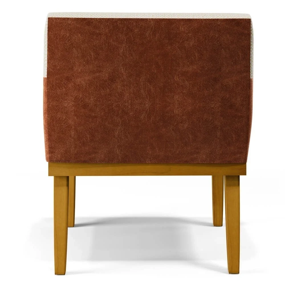 Poltrona Decorativa Sala de Estar e Recepção Vitória W01 Linho Bege/Sintético Camel - Mpozenato