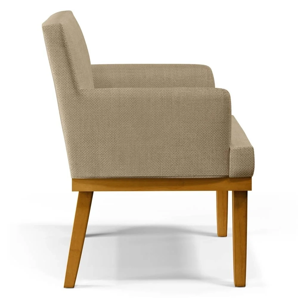 Poltrona Decorativa Sala de Estar e Recepção Vitória W01 Linho Bege Escuro - Mpozenato