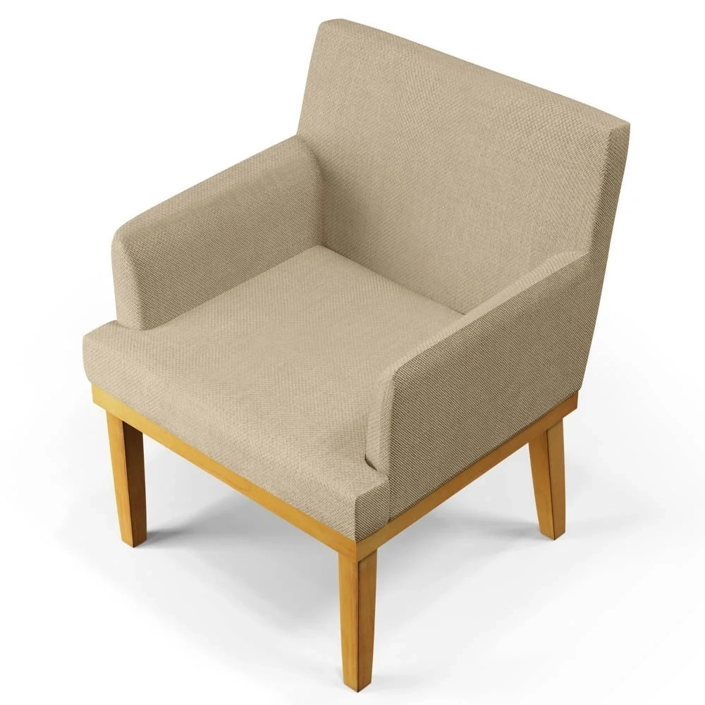 Poltrona Decorativa Sala de Estar e Recepção Vitória W01 Linho Bege Escuro - Mpozenato