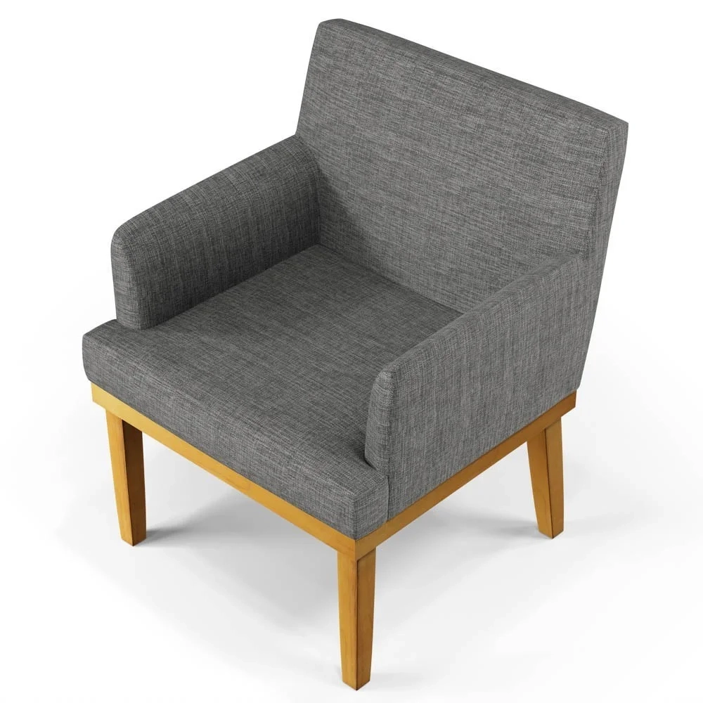 Kit 2 Poltronas Decorativas Vitória W01 Linho Cinza Escuro - Mpozenato