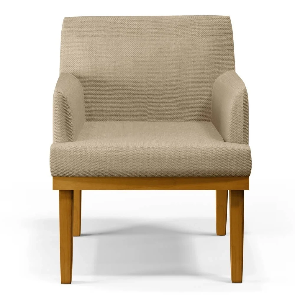 Kit 2 Poltronas Decorativas Vitória W01 Linho Bege Escuro - Mpozenato