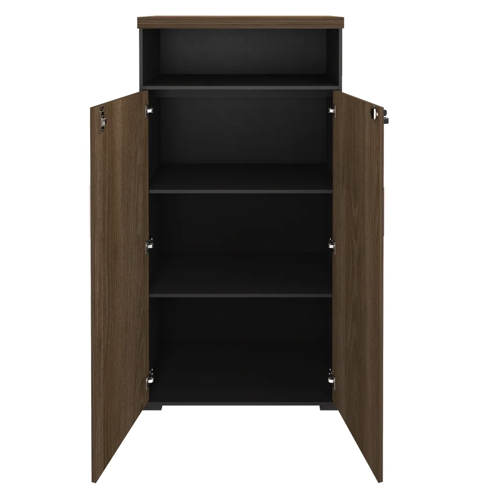 Armário Alto para Escritório 89cm Tamburato A06 Marrom/Preto - Mpozenato
