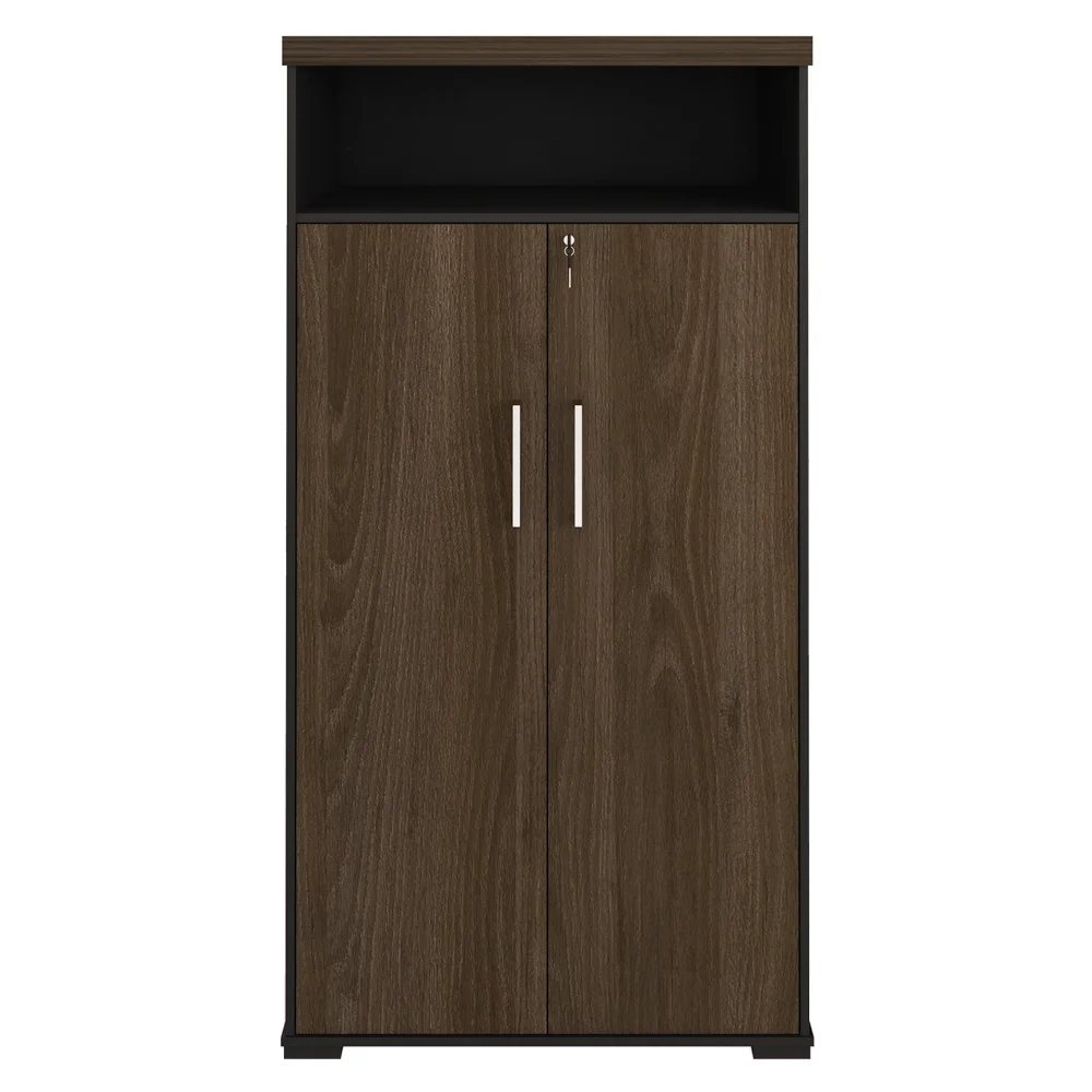 Armário Alto para Escritório 89cm Tamburato A06 Marrom/Preto - Mpozenato