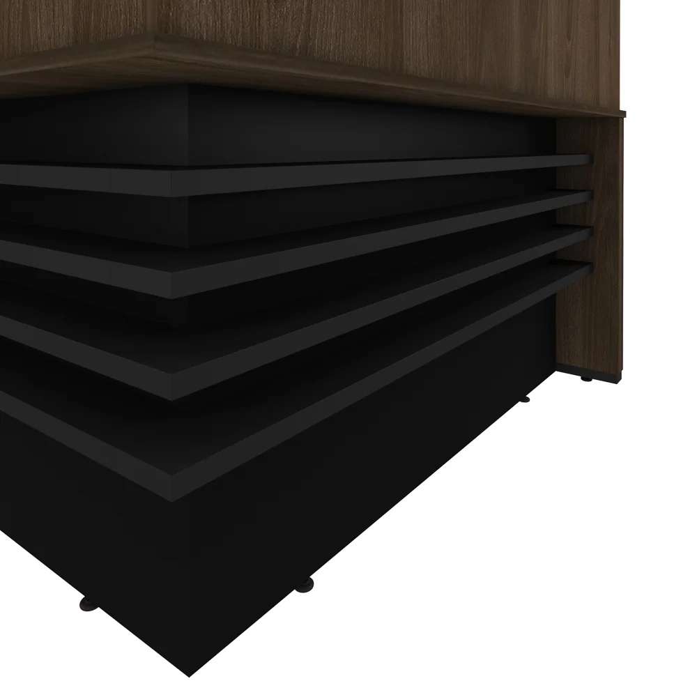 Balcão de Atendimento em L Tamburato A06 Marrom/Preto - Mpozenato