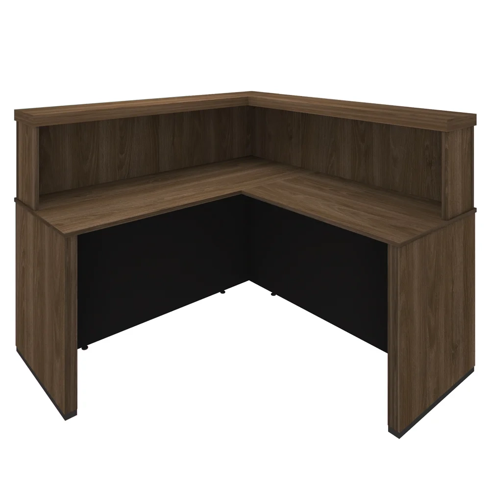 Balcão de Atendimento em L Tamburato A06 Marrom/Preto - Mpozenato